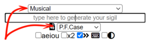 Select "Musical" from the first dropdown and "P.F.Case" from the second dropdown