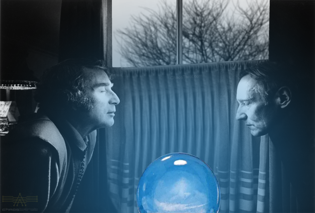 Burroughs and Gysin pondering an orb